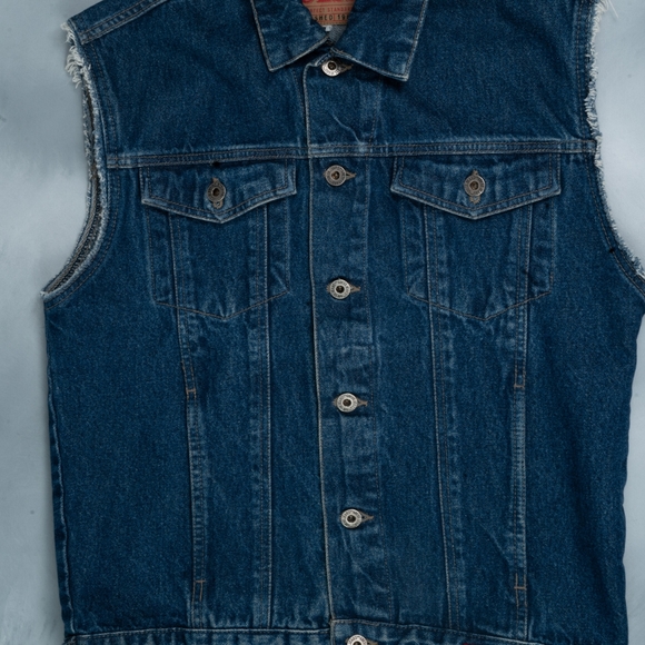 MEN - Guess Denim Sleeveless Jacket - Dark Blue Jean - Picture 6 of 7